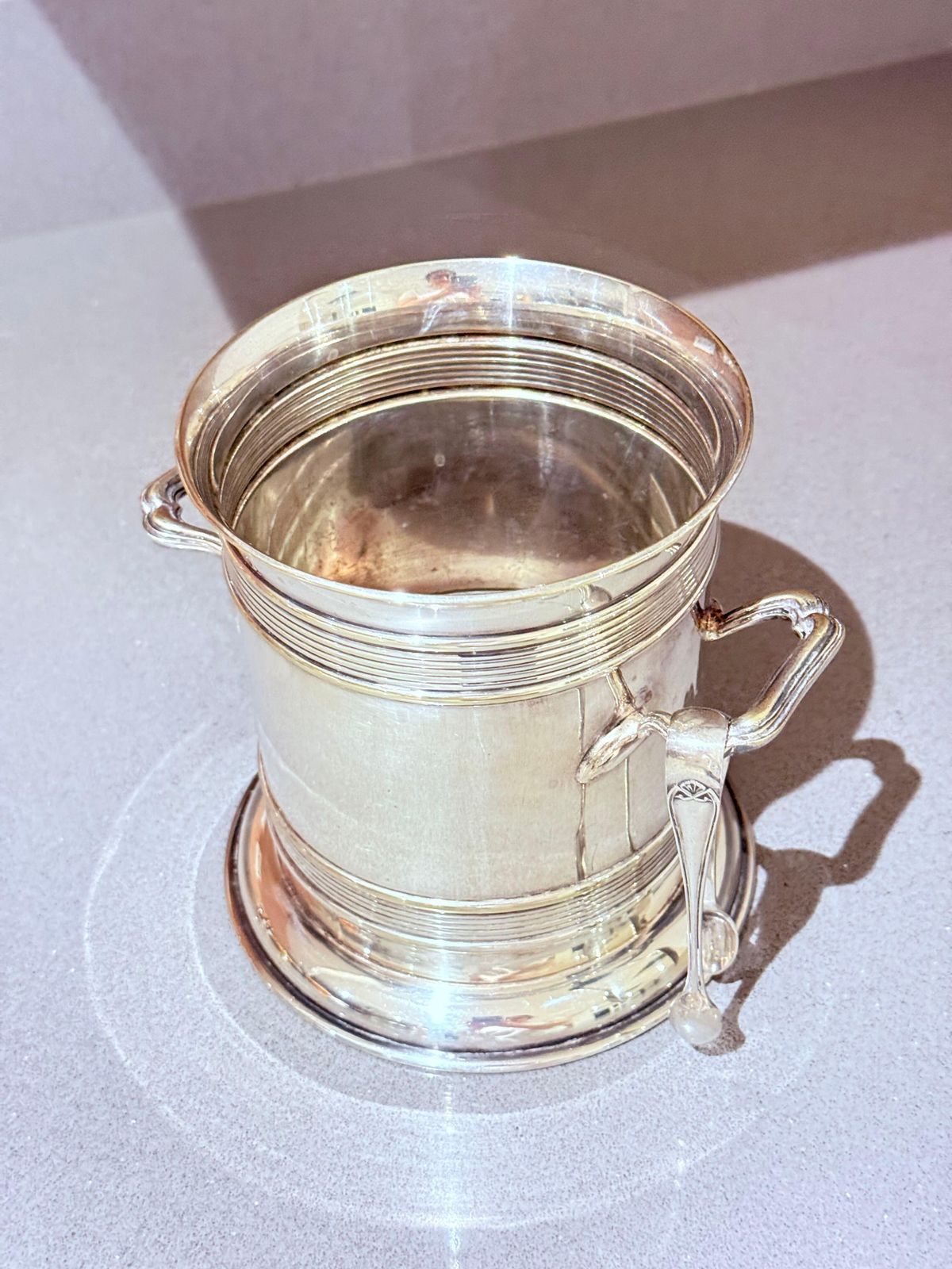 Antique Silver Plated Ice Bucket With Original Tongs, 23 × 16 Cm — Early 20th photo Home Decor