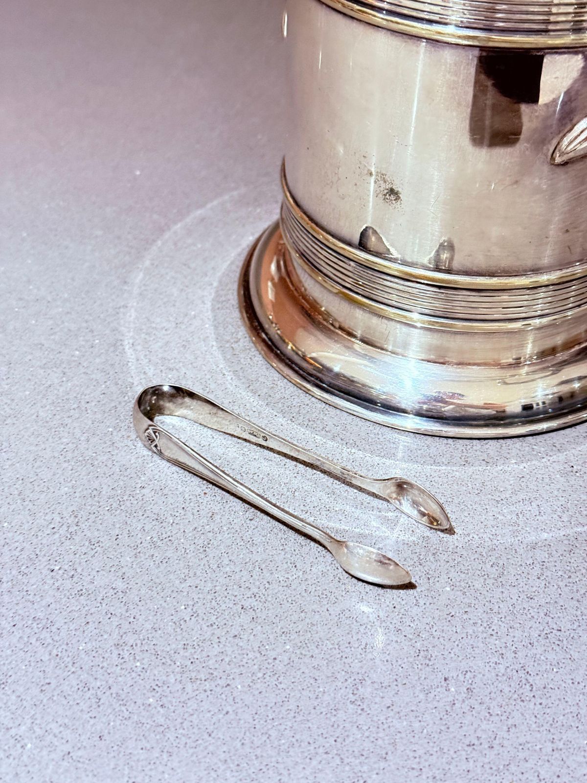 photo for sale Antique Silver Plated Ice Bucket With Original Tongs, 23 × 16 Cm — Early 20th