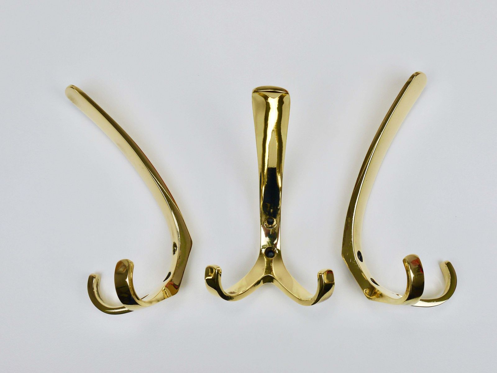 photo furniture Up To 11 Herta Baller Mid Century Brass Coat Double Wall Hooks, Vienna, 1950s