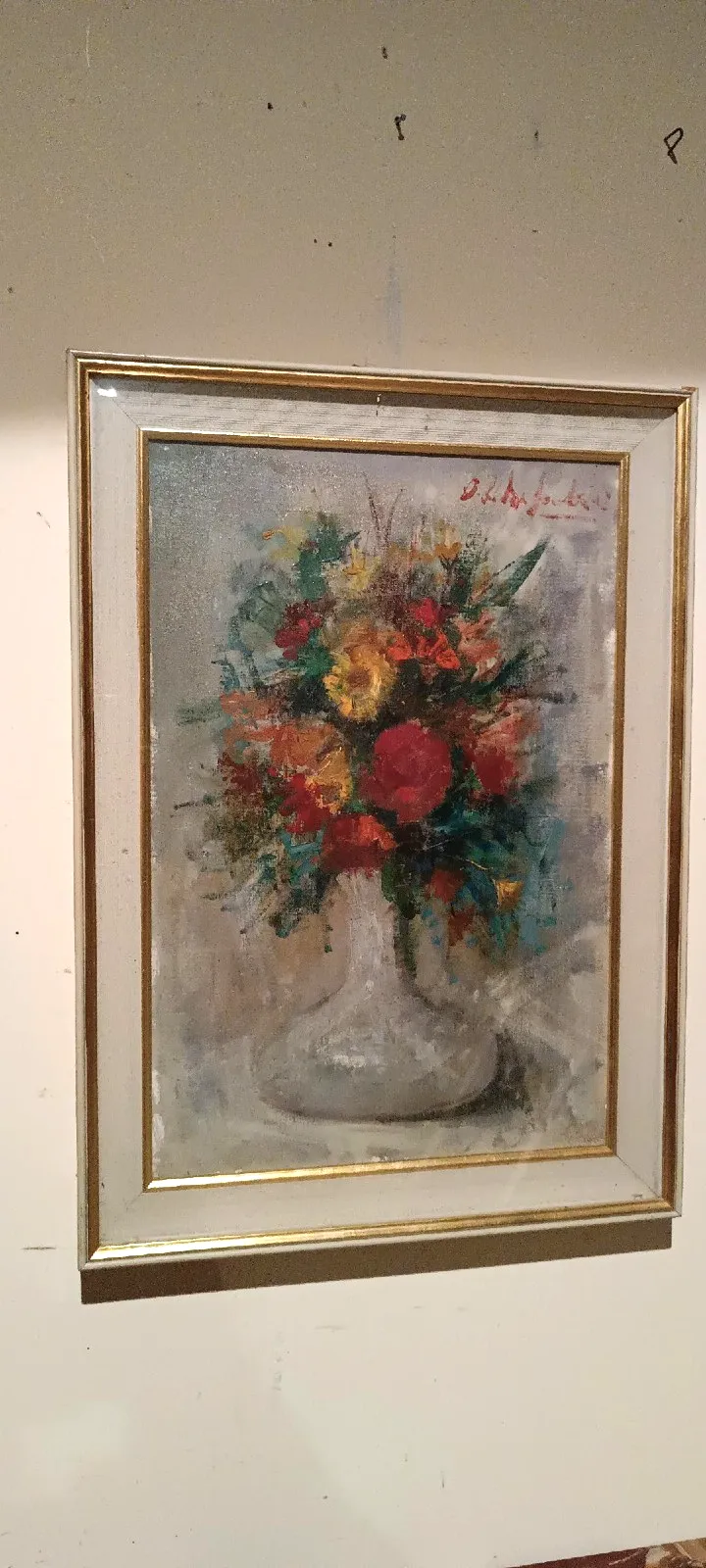 Still Life Painting Flower Vase Osman De Scolari (Palermo, 1908 Florence, 1998) photo furniture