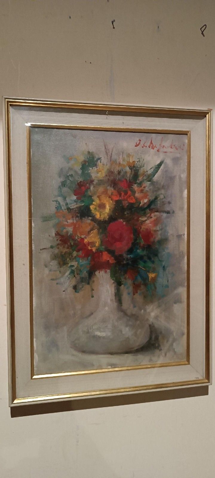 Still Life Painting Flower Vase Osman De Scolari (Palermo, 1908 Florence, 1998) photo for sale