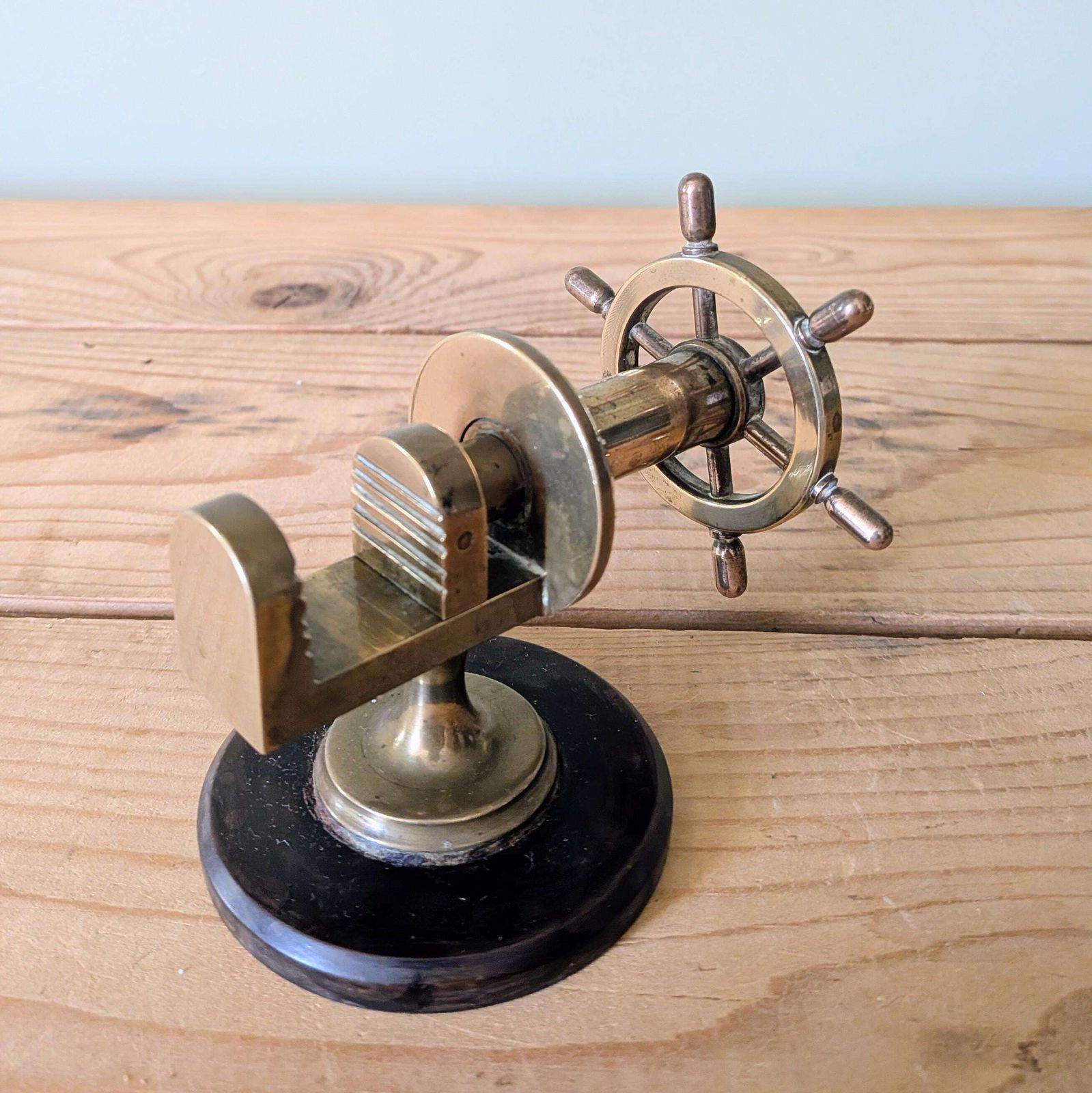 Antique Brass Nutcracker In The Form Of A Ship's Wheel C1920 photo buy