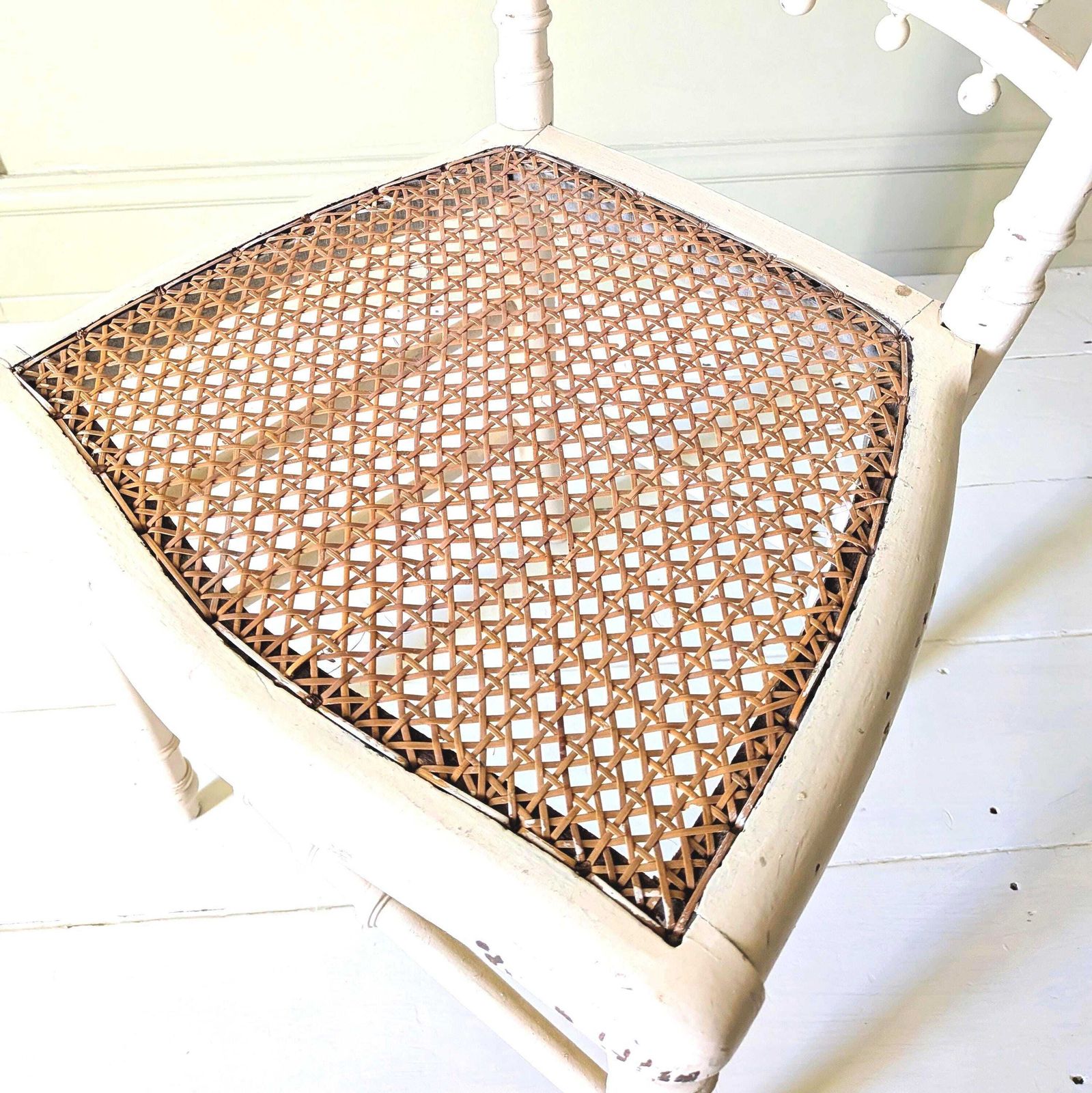 A Pretty Pair Of Antique French Painted Side Chairs With Cane Seats C1890 photo 285.0