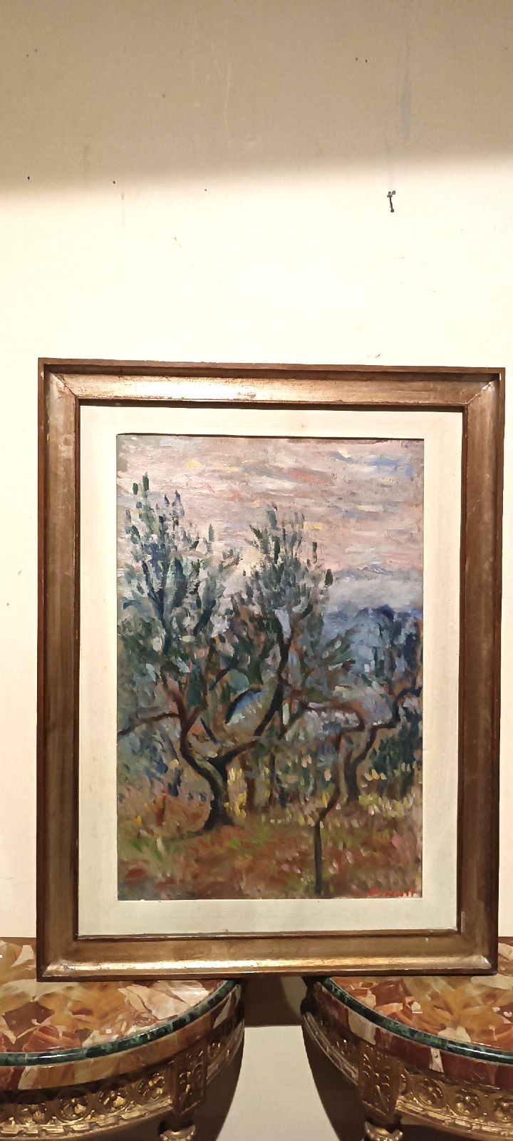 Oil Painting On Canvas Landscape Trees Christine Oswalt Fishermen photo for sale
