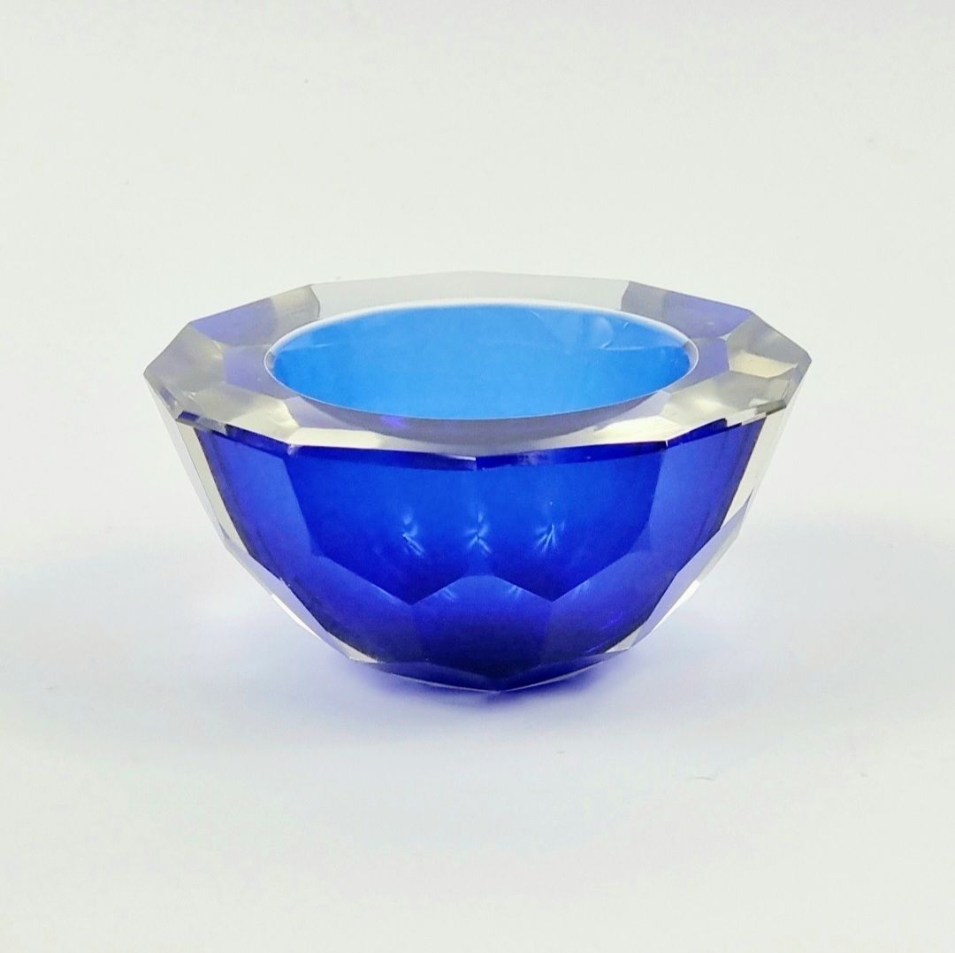 Large Sommerso Faceted Murano Glass Bowl/Catch All By Mandruzzato, Italy, 1970s photo furniture