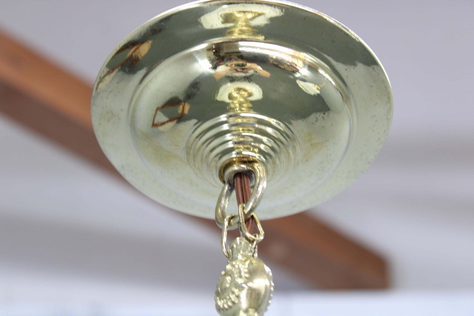 photo furniture Pair Of 1930s Peter Behrens Luzette Pendants In Opaline Glass And Brass