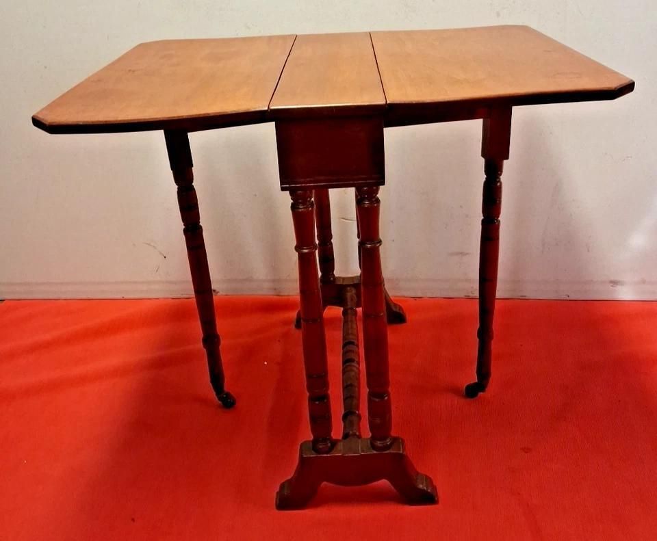 Antique Elegant Low And Narrow Drop Leaf Gate Leg Side Table, A Rare Find photo Furniture