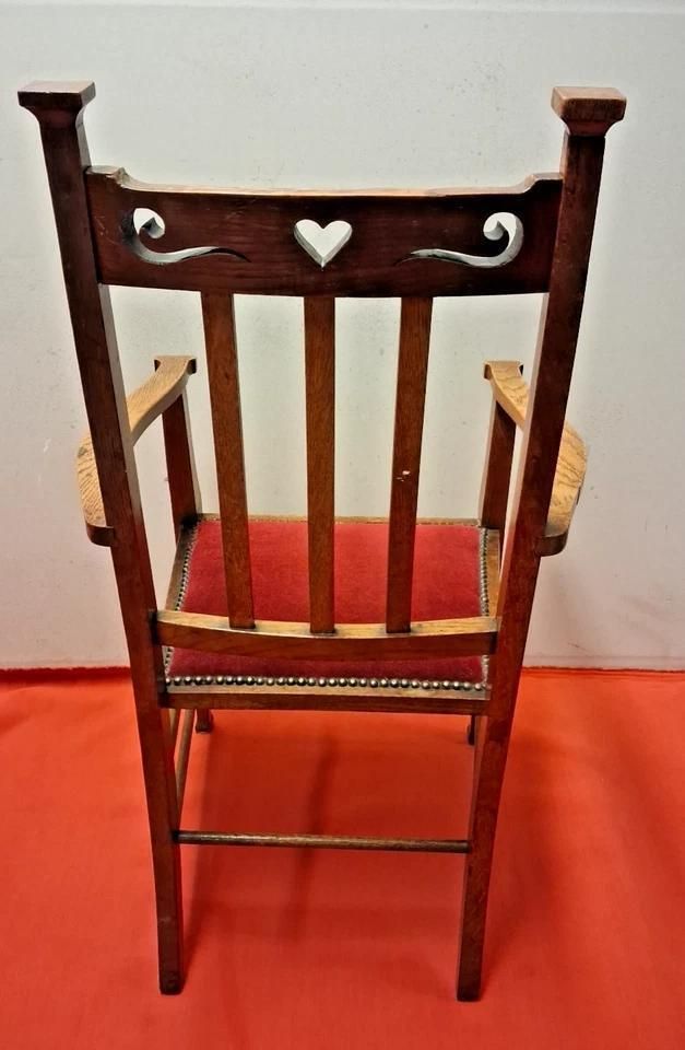 Antique Bold And Handsome Arts And Crafts Art Nouveau Oak Elbow Chair photo for sale