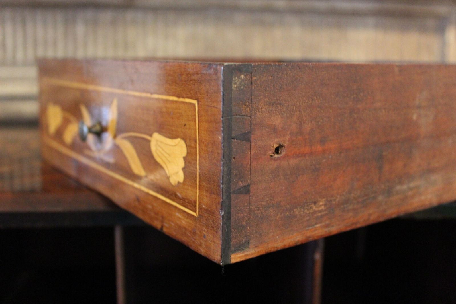 Bureau Stunning George III English Walnut Inlaid C1780 photo Furniture
