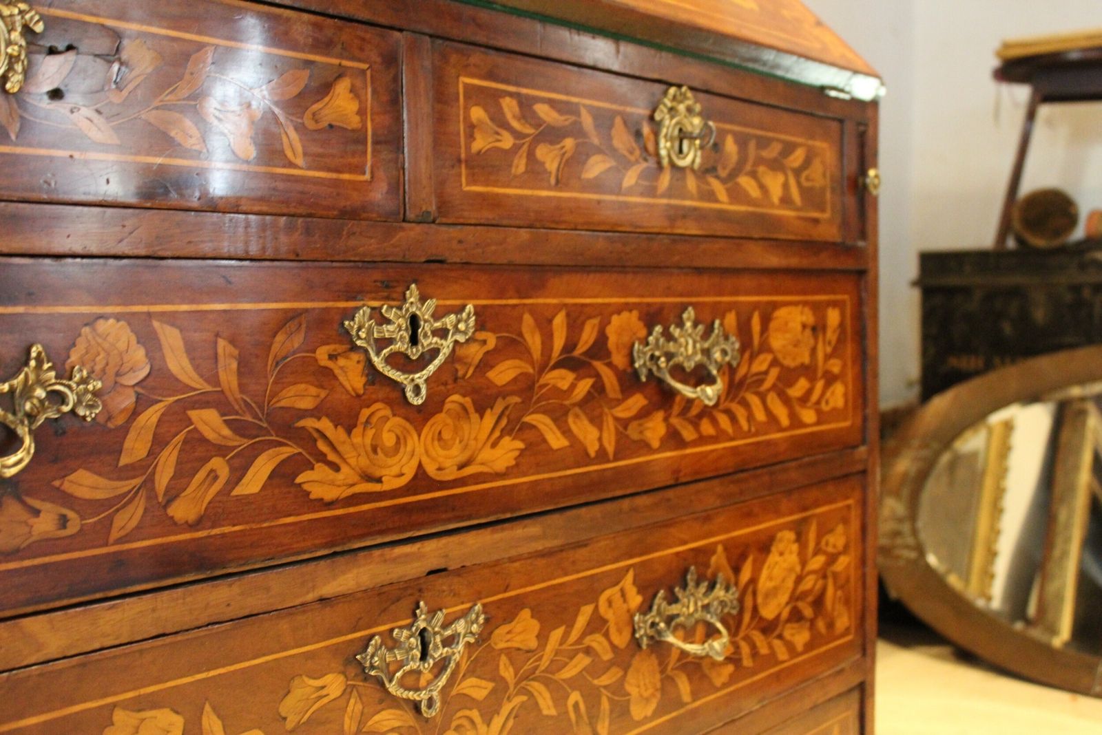 Bureau Stunning George III English Walnut Inlaid C1780 photo buy