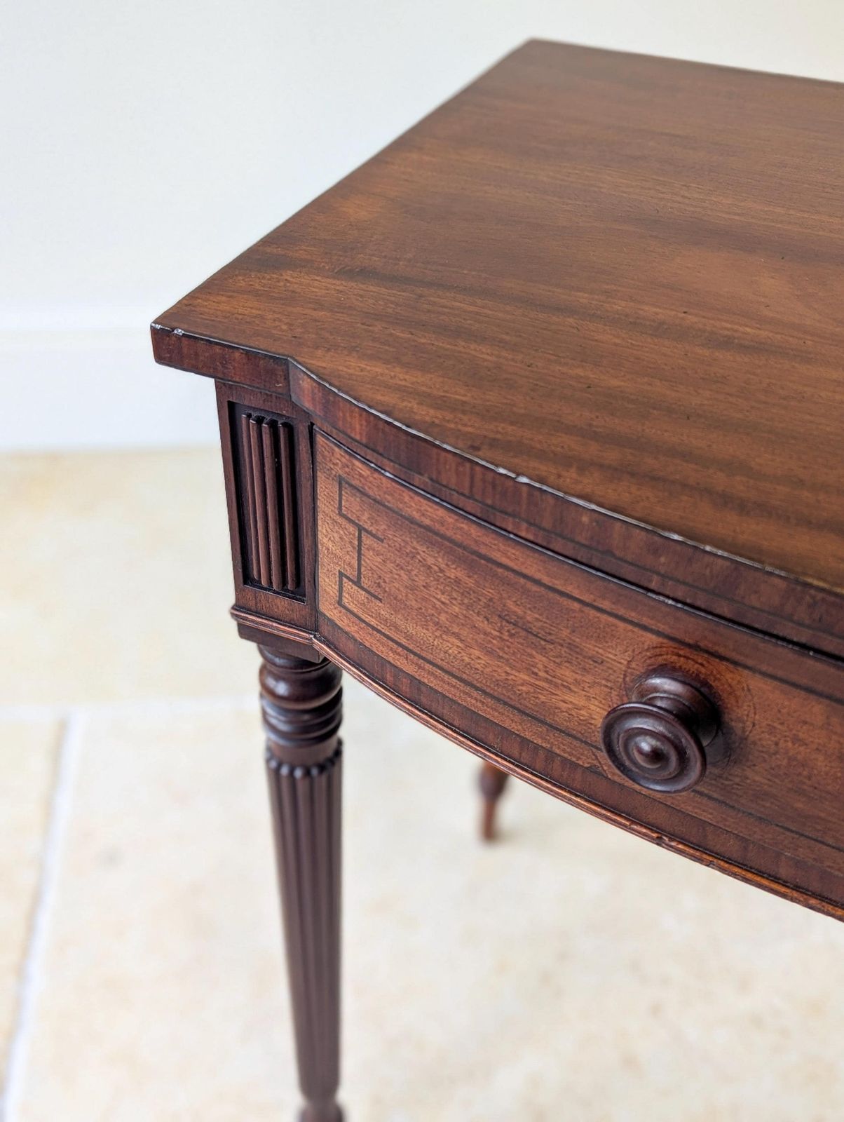 photo for sale Antique Early 19th Century Mahogany Bow Front Writing Table