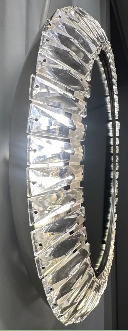 1960s Austrian Bakalowits & Söhne Illuminated Faceted Crystal & Polished Chrome Wall Mirror photo for sale
