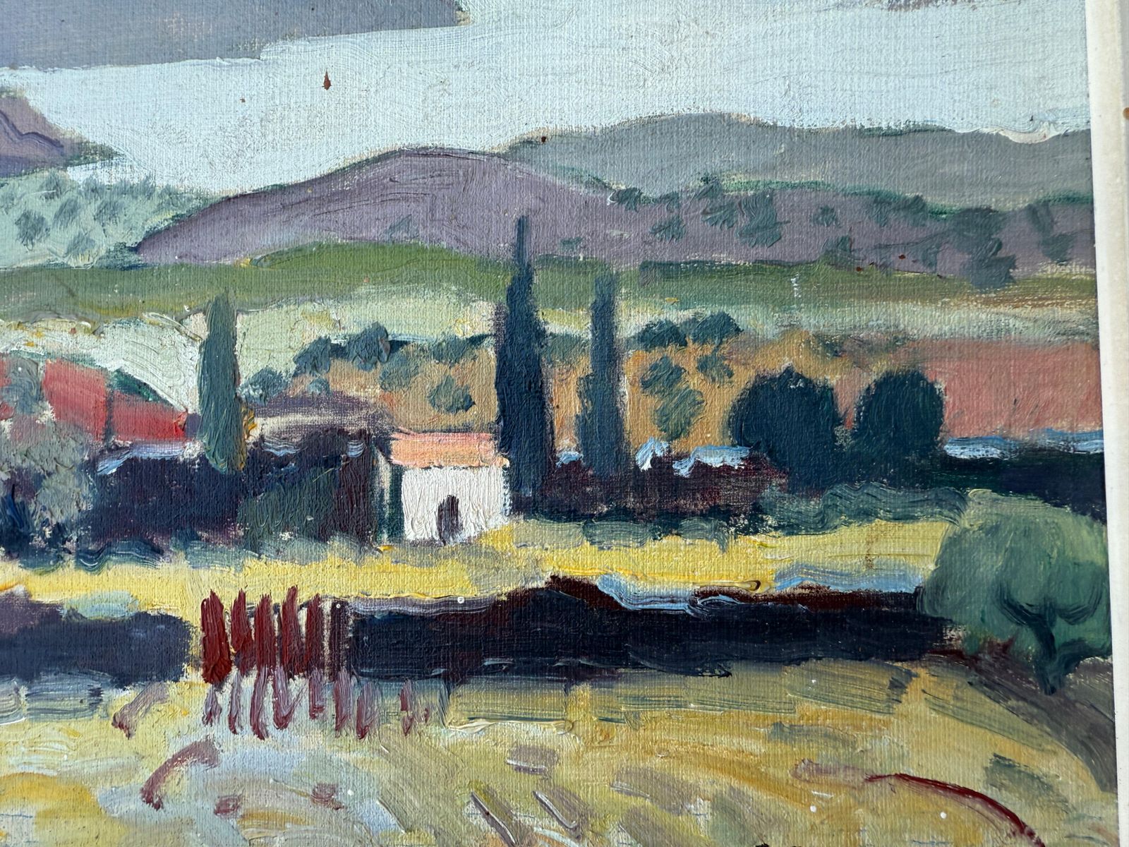 Rafael Duran Benet Mediterranean Landscape With Farmhouse And Cypresses Oil Painting 1963 photo Art