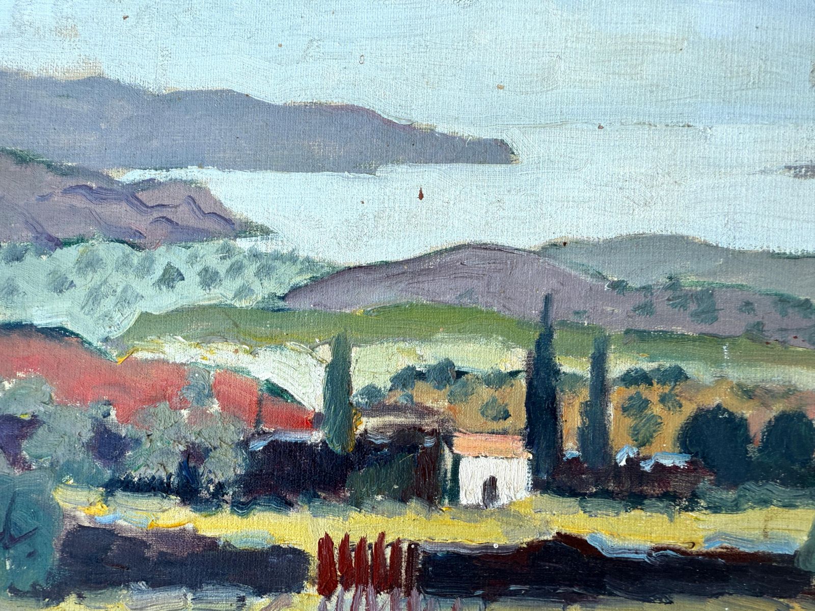 Rafael Duran Benet Mediterranean Landscape With Farmhouse And Cypresses Oil Painting 1963 photo buy