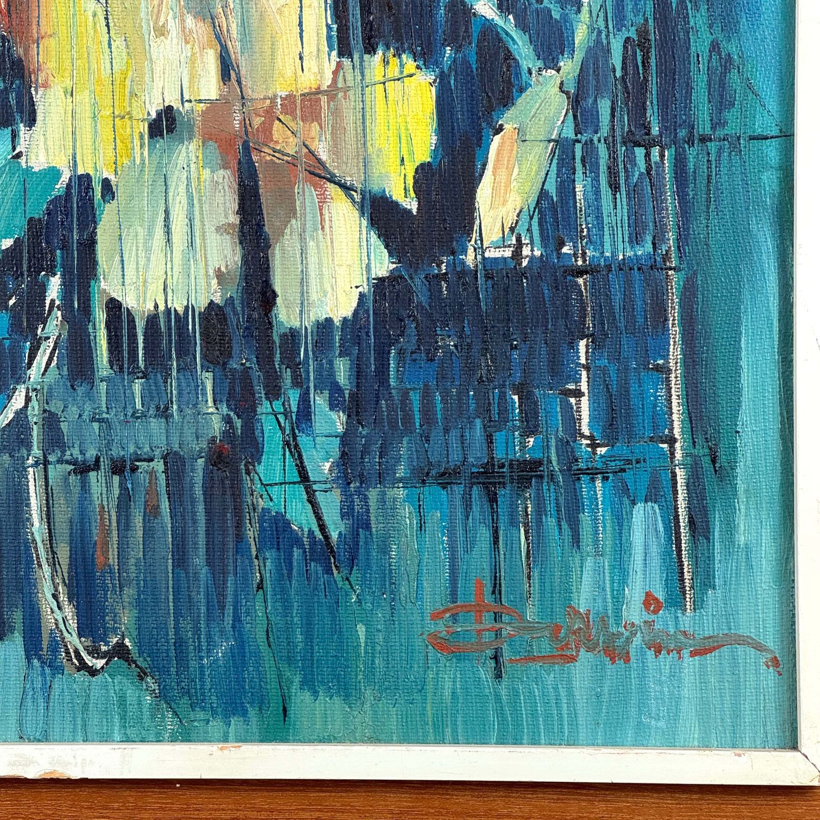 Mid Century Abstract Painting Of Flowers photo furniture