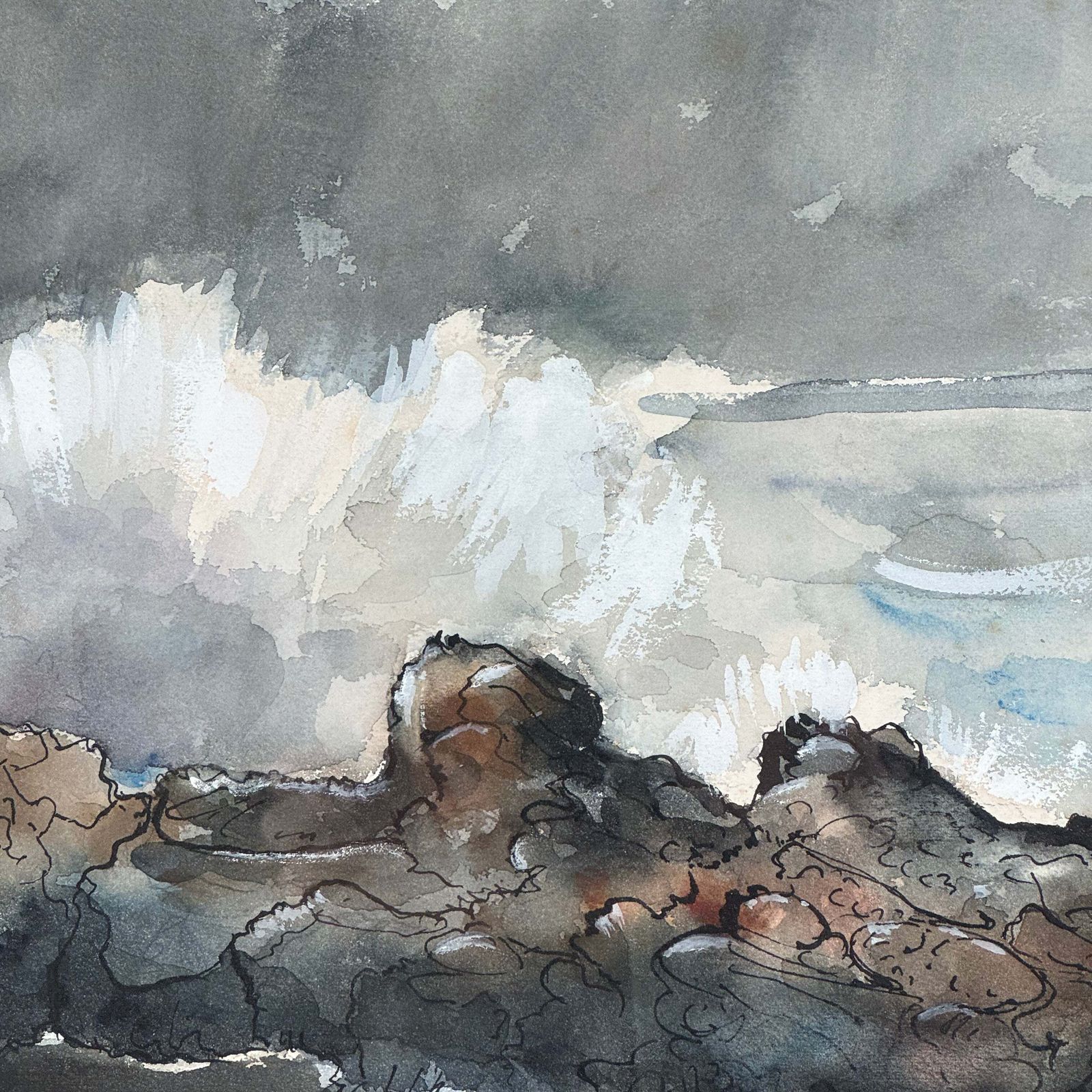 Adolphe Remy Large Watercolour And Charcoal Painting photo for sale