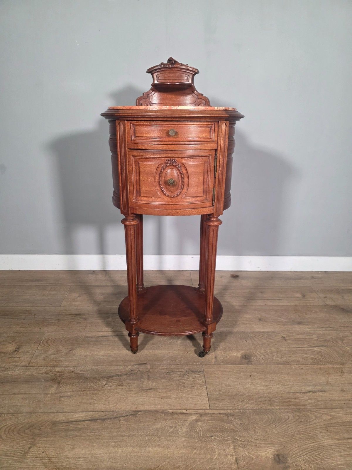 Antique French Mahogany Marble Top Bedside Cabinet 1910 photo furniture