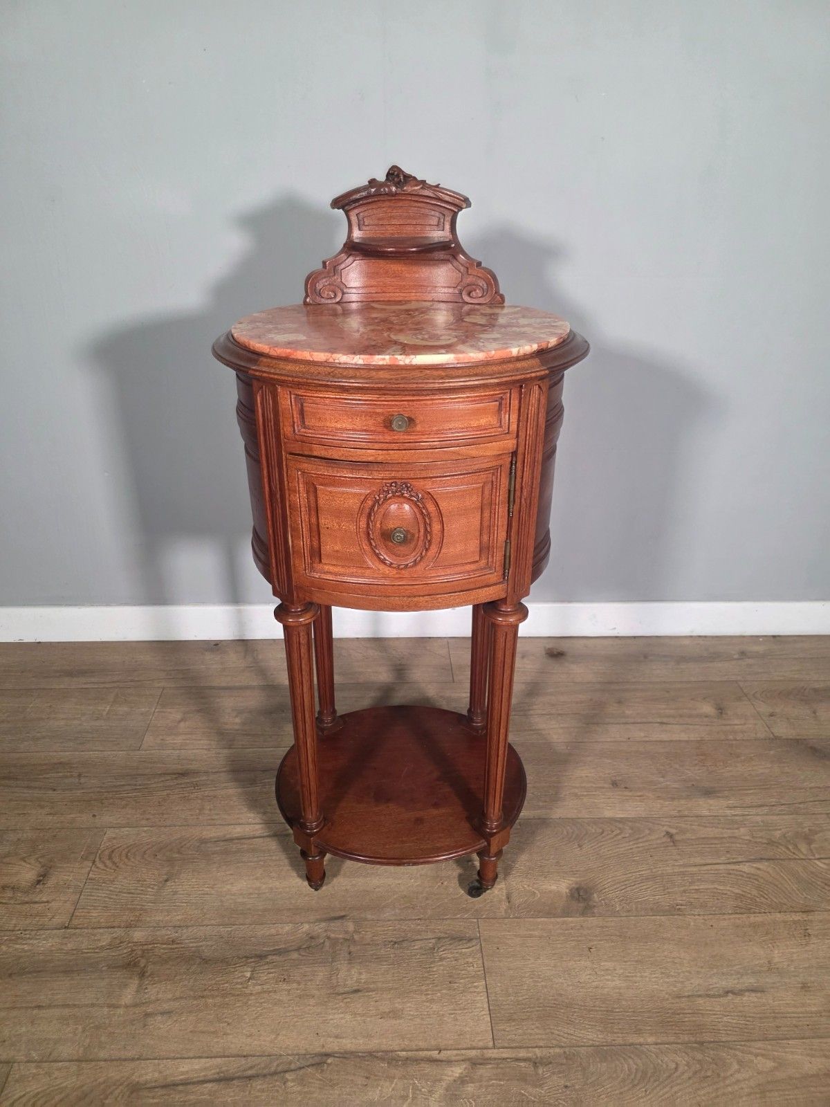 Antique French Mahogany Marble Top Bedside Cabinet 1910 photo for sale