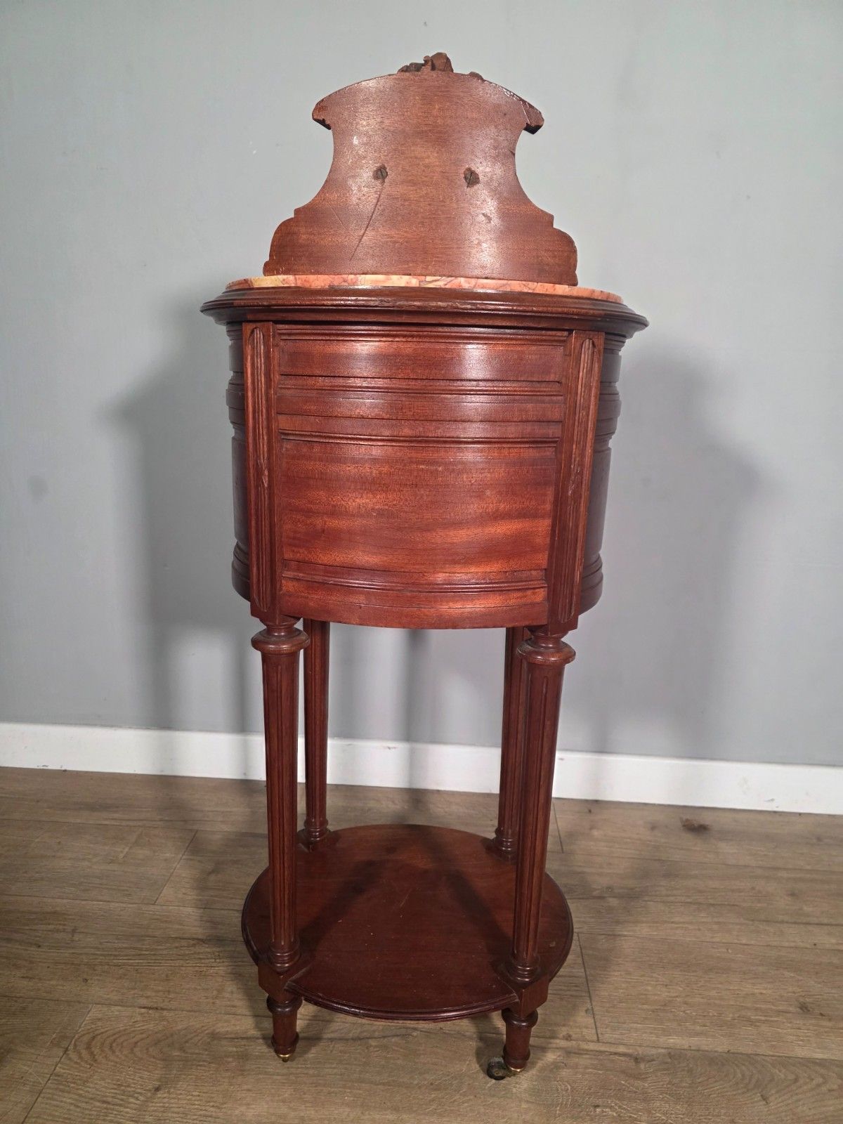 photo for sale Antique French Mahogany Marble Top Bedside Cabinet 1910