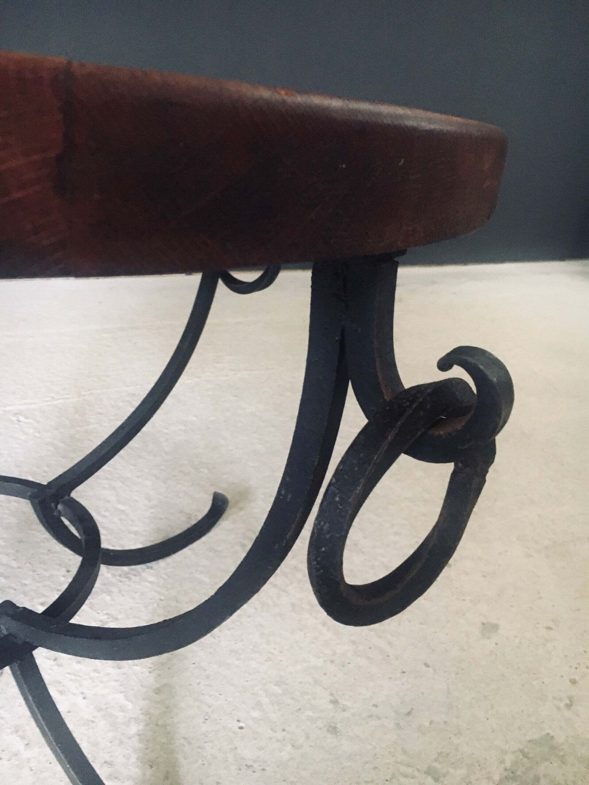 1250.0 Rustic Design Oak & Wrought Iron Coffee Table, Belgium 1950's photo