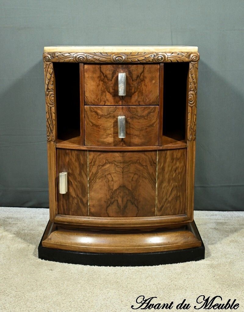Walnut Burl Bedside Table, Art Deco – 1930 photo vintage