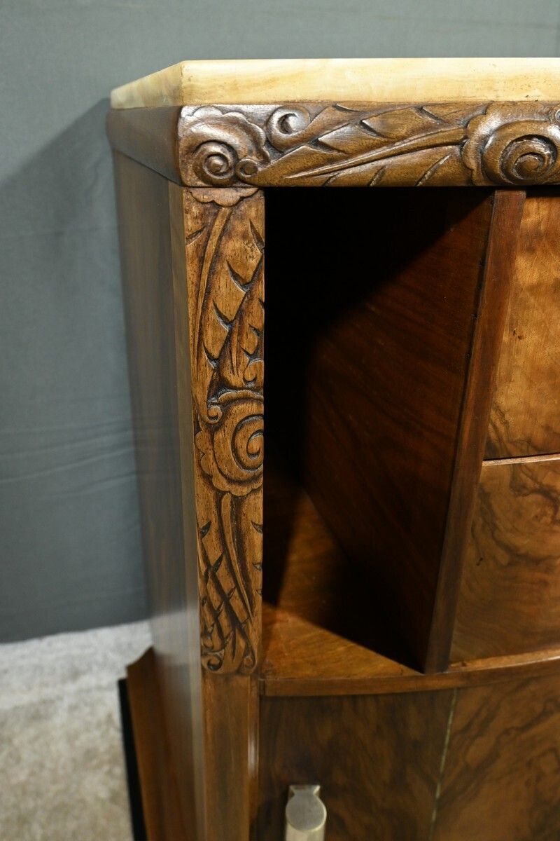 Furniture Walnut Burl Bedside Table, Art Deco – 1930 photo