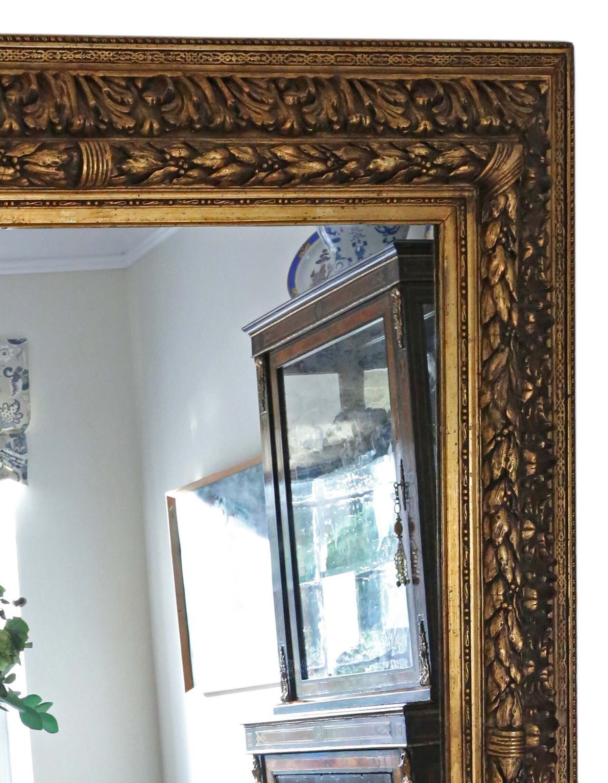 Antique 19th Century Very Large Gilt Overmantle Floor Or Wall Mirror – Fine Quality photo furniture