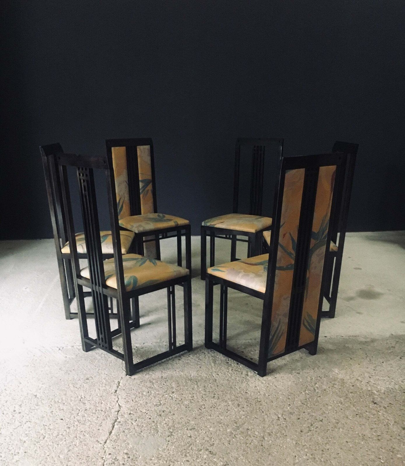 photo vinterior Postmodern Design 'Galaxy' Dining Chair Set By Umberto Asnago For Giorgetti, Italy 1980's