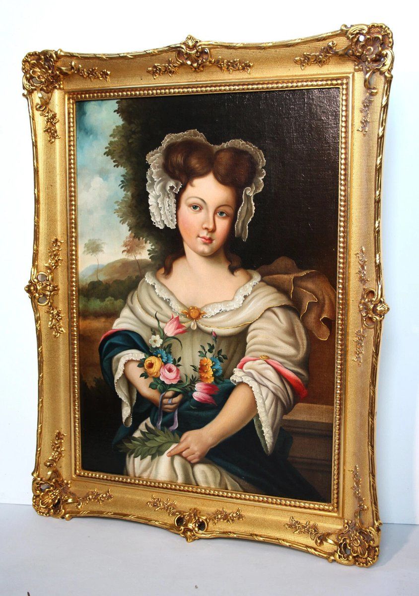 Young Girl With Florals, Early 1800s, Oil On Canvas photo 15912.0