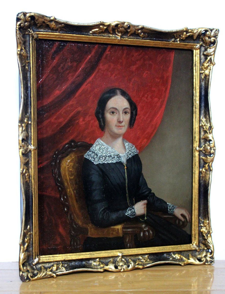 Biedermeier Artist, Portrait Of A Young Lady Seated, Oil On Canvas, 1840, Framed photo buy