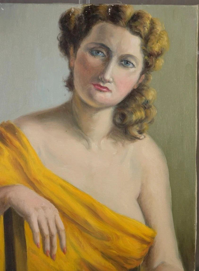 photo furniture Woman In Yellow Drapery, 1960s, Oil On Canvas