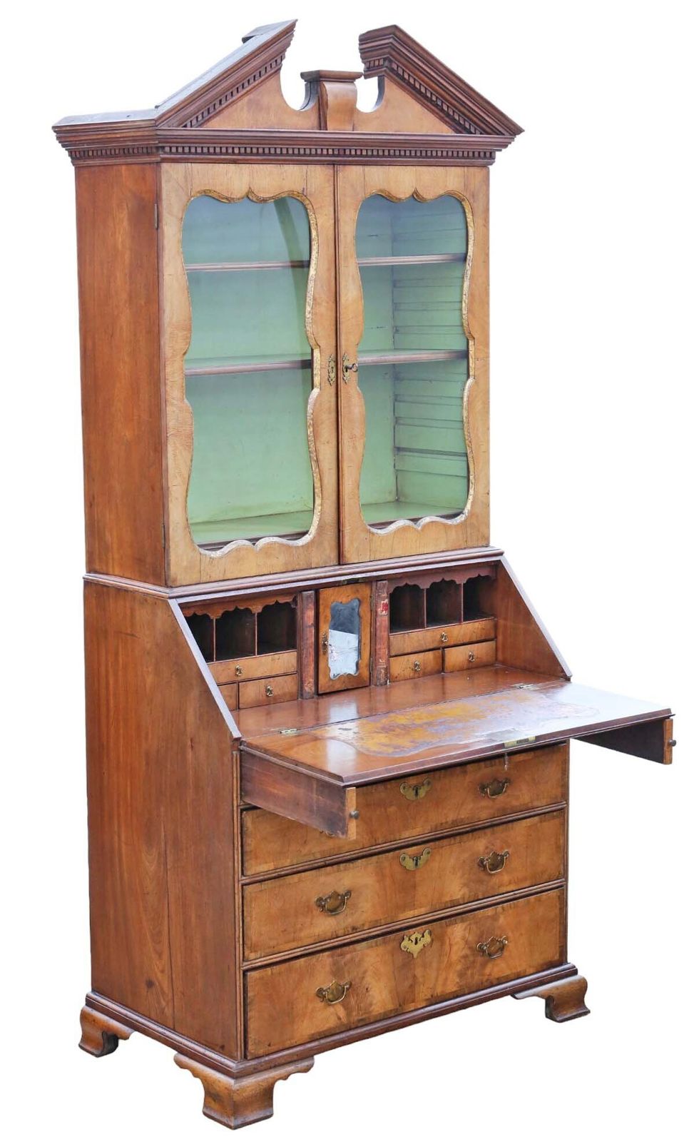 Antique 18th Century Georgian Large Walnut Bureau Bookcase – High Quality Display