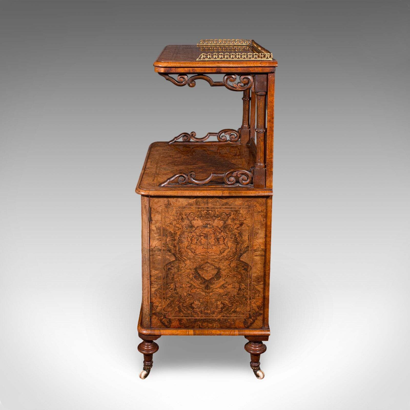 Antique Pianist's Lounge Server, English, Burr Walnut, Music Cabinet, Victorian photo vinterior
