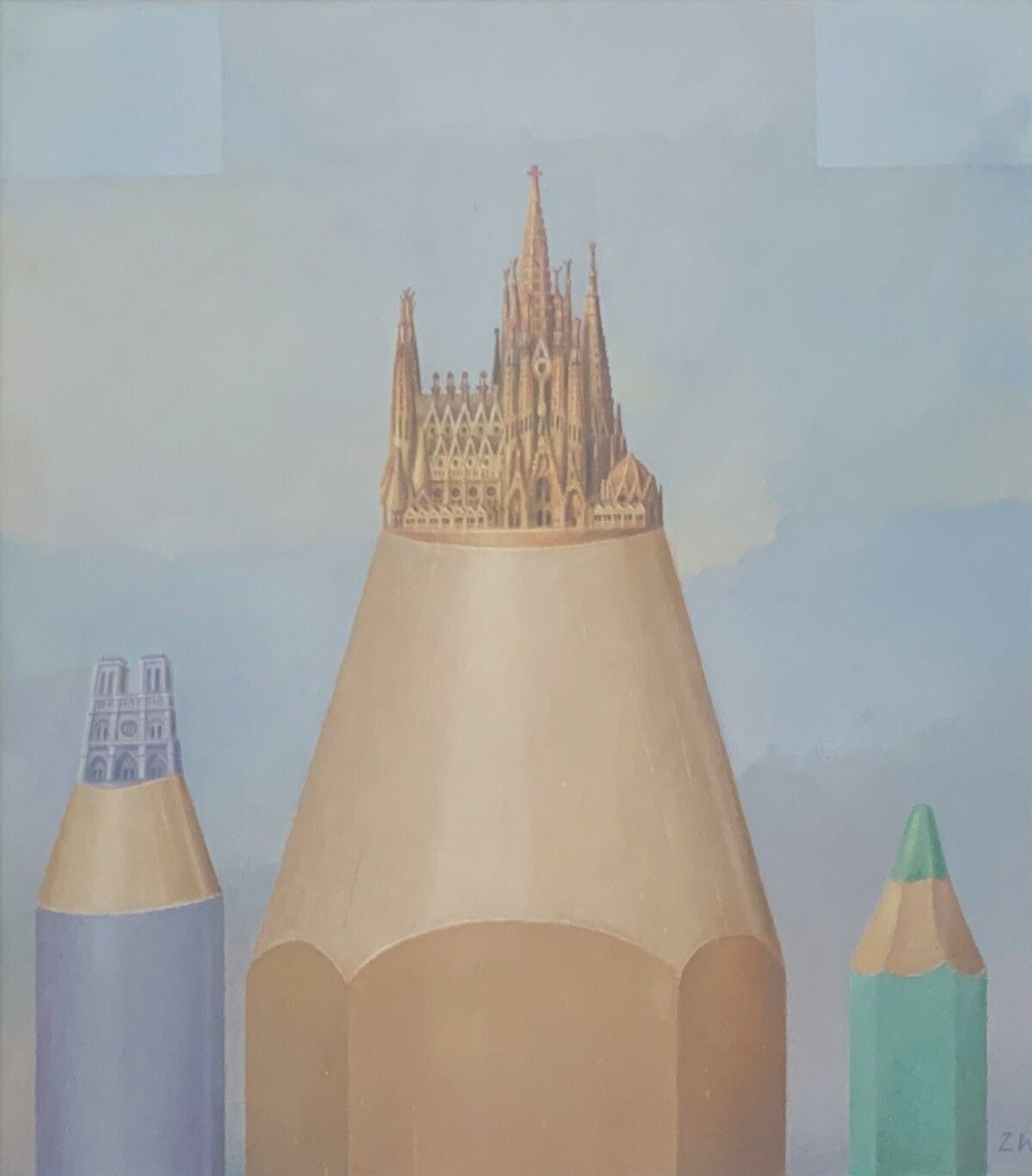 Three Graces (Sagrada Familia, Notre Dame), Circa 2007 photo for sale