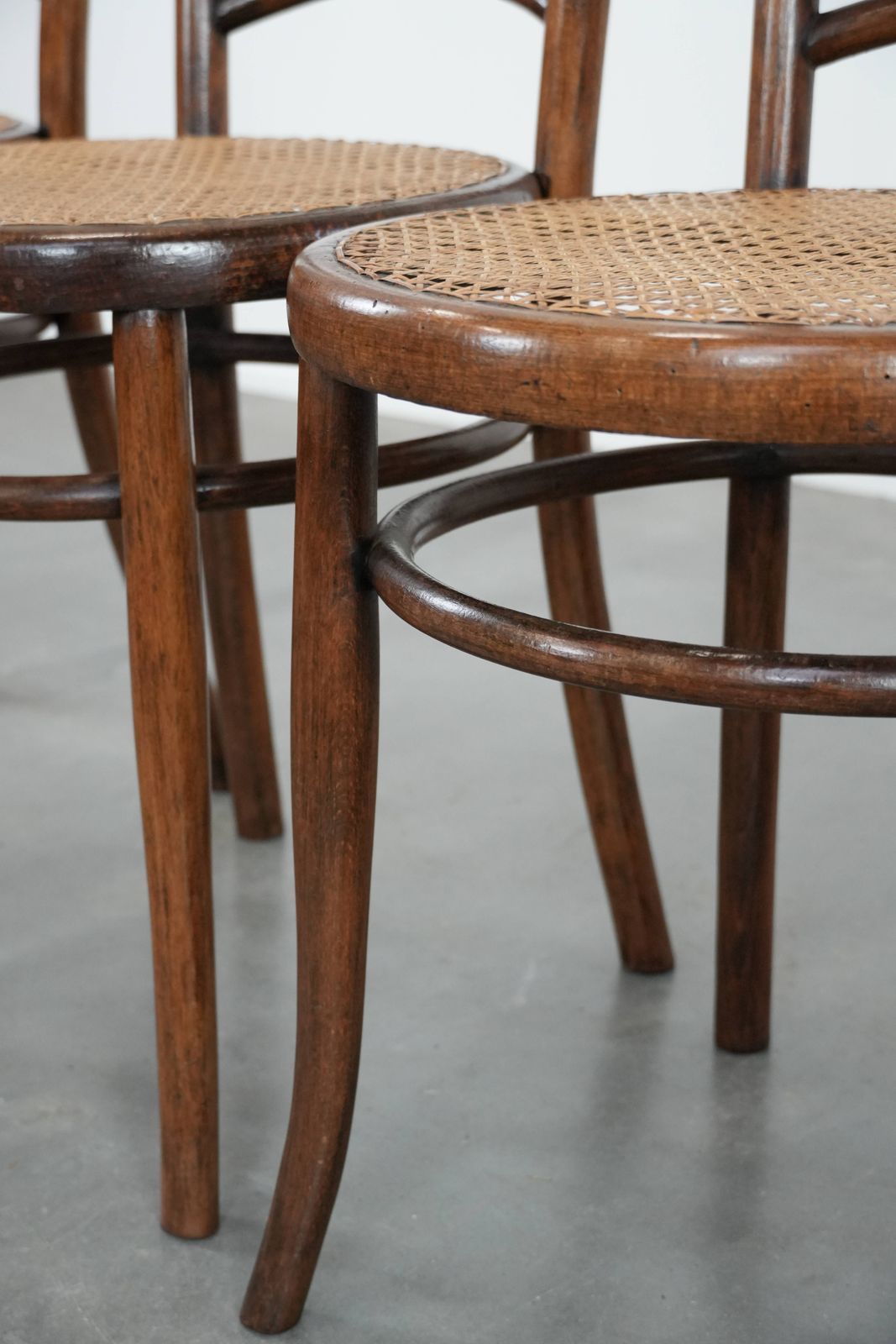 Furniture Nice Set Of 4 Wooden Vintage Bistro Chairs Jacob & Josef Kohn Wien With A Wicker Seat photo