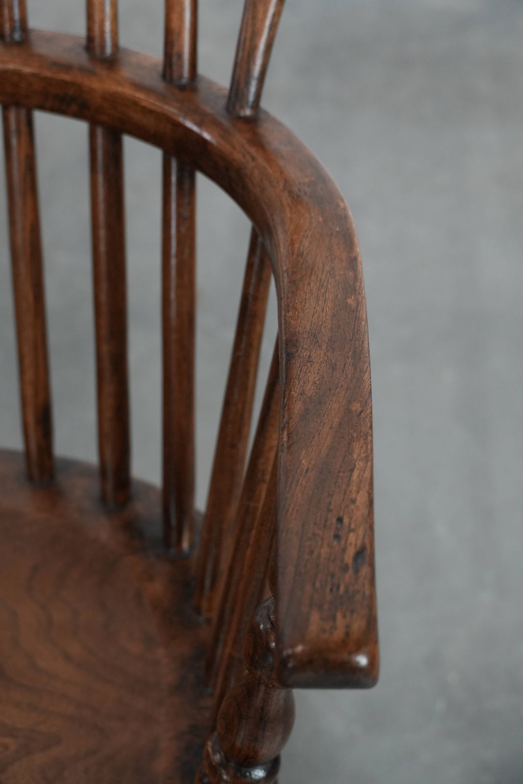 photo for sale Antique Set Of 4 English Windsor Lowback Chairs With Character, Beautiful Color Scheme And A Lovely Patina