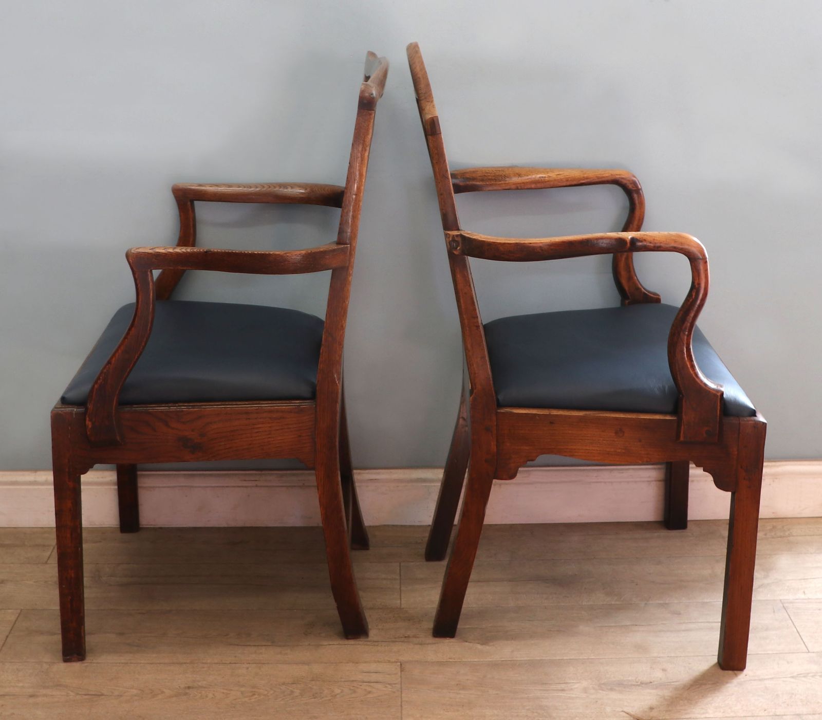 Two Lovely Early 19th Century Country Made Elm And Ash Framed Carver Chairs photo for sale
