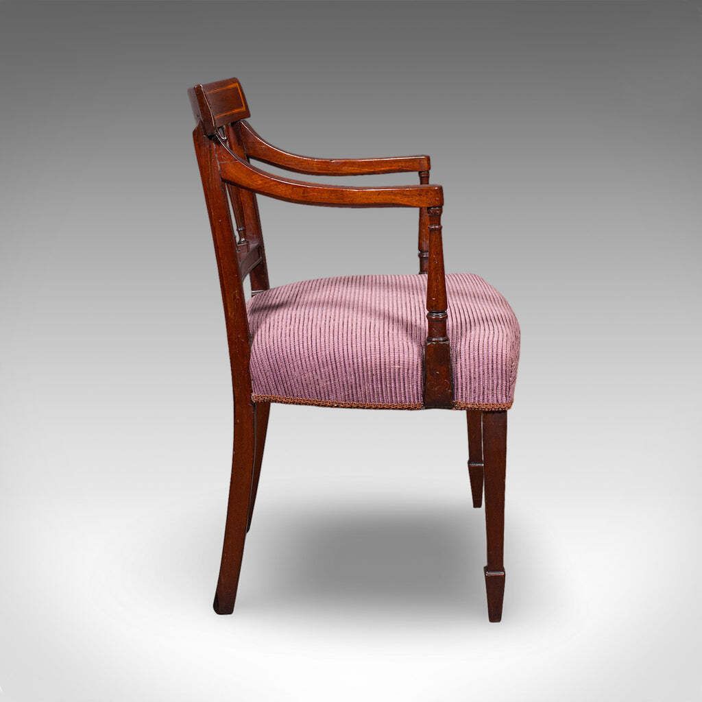 Antique Morning Room Chair, English, Desk, Elbow Seat, Reception Hall, Regency photo for sale