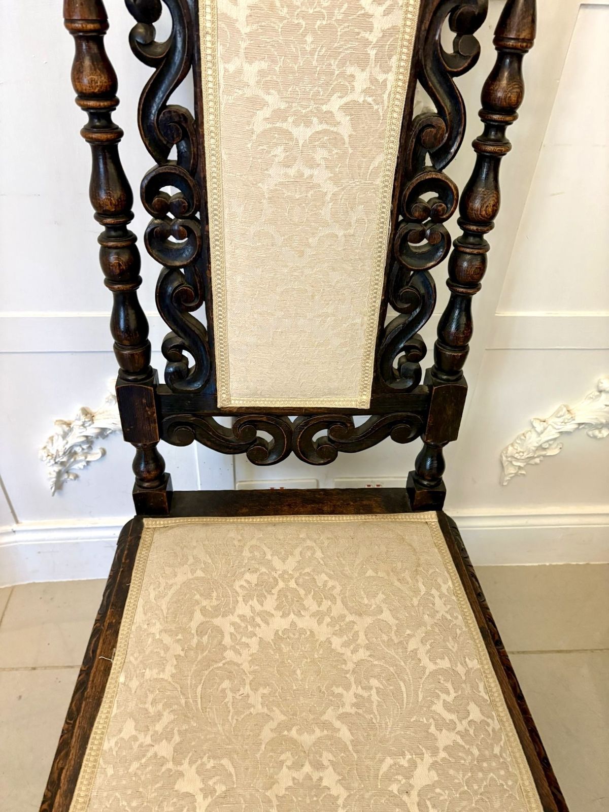 Antique 19th Century Quality Set Of 4 Carved Oak Dining Chairs photo vinterior