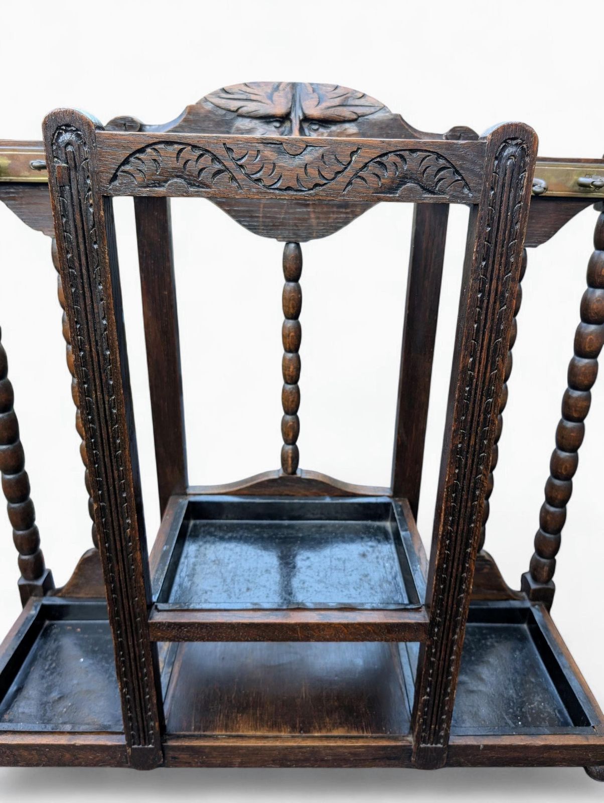 Arts & Crafts / Gothic Revival Green Man Umbrella Stand In Oak, Ca. 1900 (England) photo 316.0