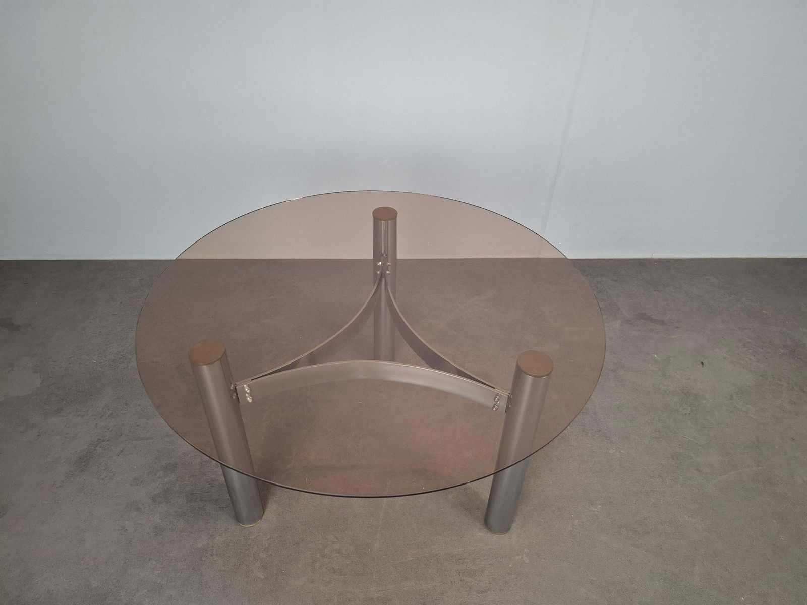 Midcentury Czechoslovak Smoked Glass Coffee Table, Chrome Metal, 1970s photo 959.0