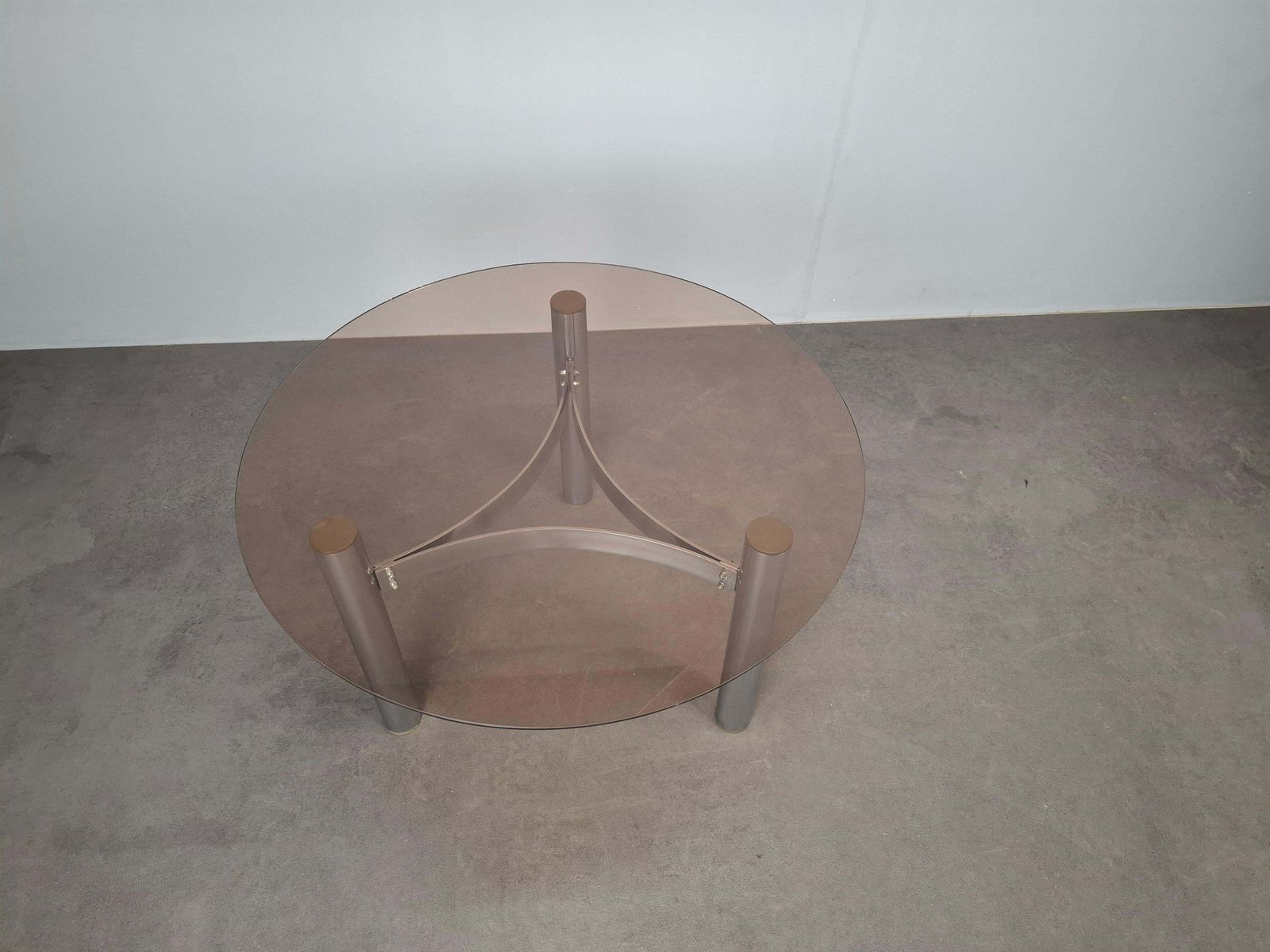 Midcentury Czechoslovak Smoked Glass Coffee Table, Chrome Metal, 1970s photo vinterior