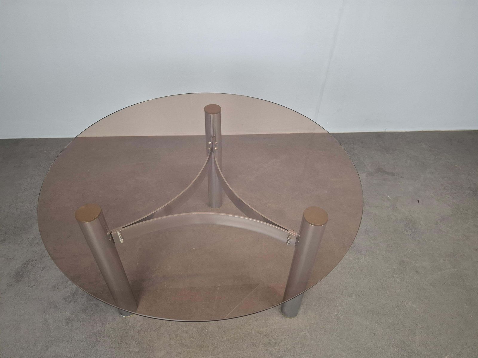 photo vinterior Midcentury Czechoslovak Smoked Glass Coffee Table, Chrome Metal, 1970s