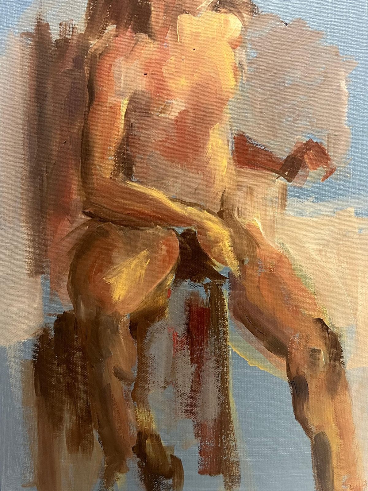 Jacqueline Boisselot20th Century French Modernist Oil Painting Seated Nude Woman On Chair photo Art