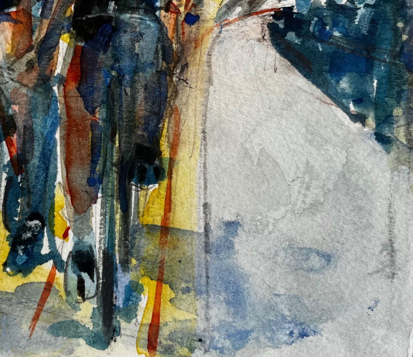 Pierre Neveutwo Cyclists Racing Study French Modernist Watercolor Gouache photo vinterior