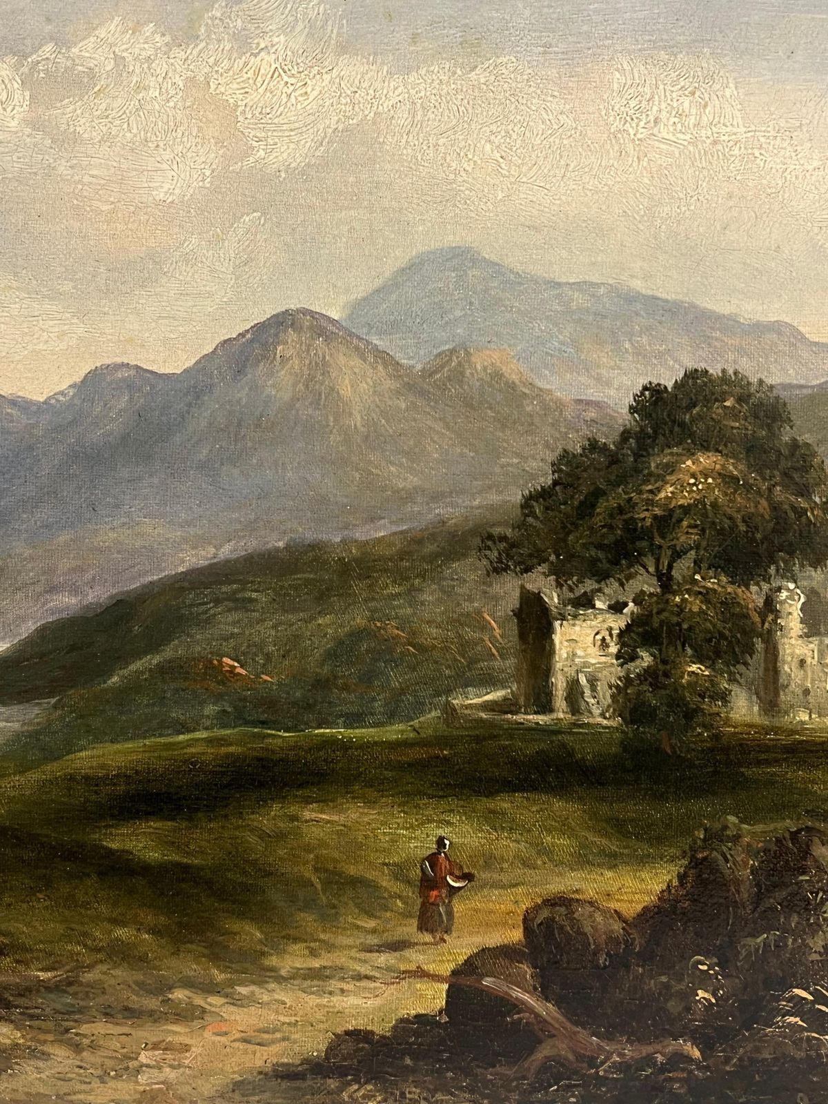 Antique Scottish Schoolancient Castle Ruins In Scottish Highlands Landscape 19th Century Oil Painting1953 photo Art