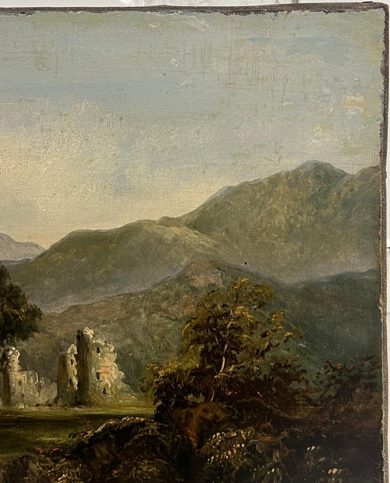 Antique Scottish Schoolancient Castle Ruins In Scottish Highlands Landscape 19th Century Oil Painting1953 photo buy