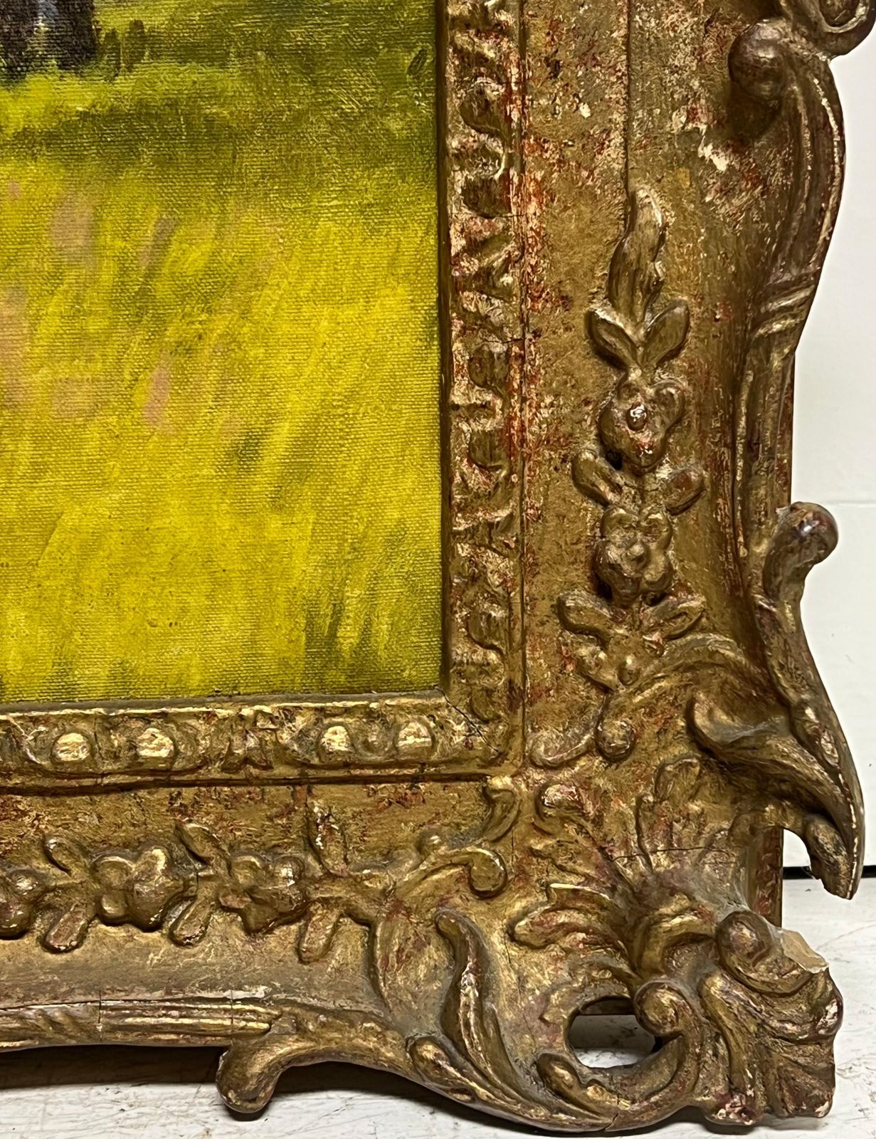 Art Continental Mid 20th Centurylarge Mid 20th Century European Signed Oil Painting Golden Green Meadows1953 photo