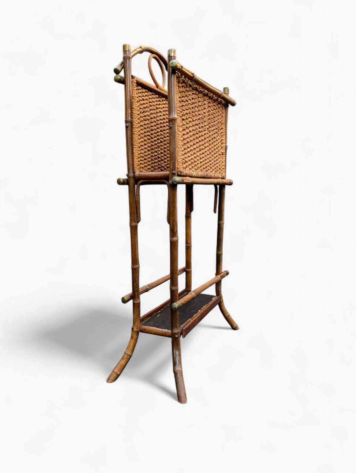 photo for sale Victorian Bamboo Magazine Stand – Anglo Japanese Aesthetic Movement Wicker Rack, C.1880