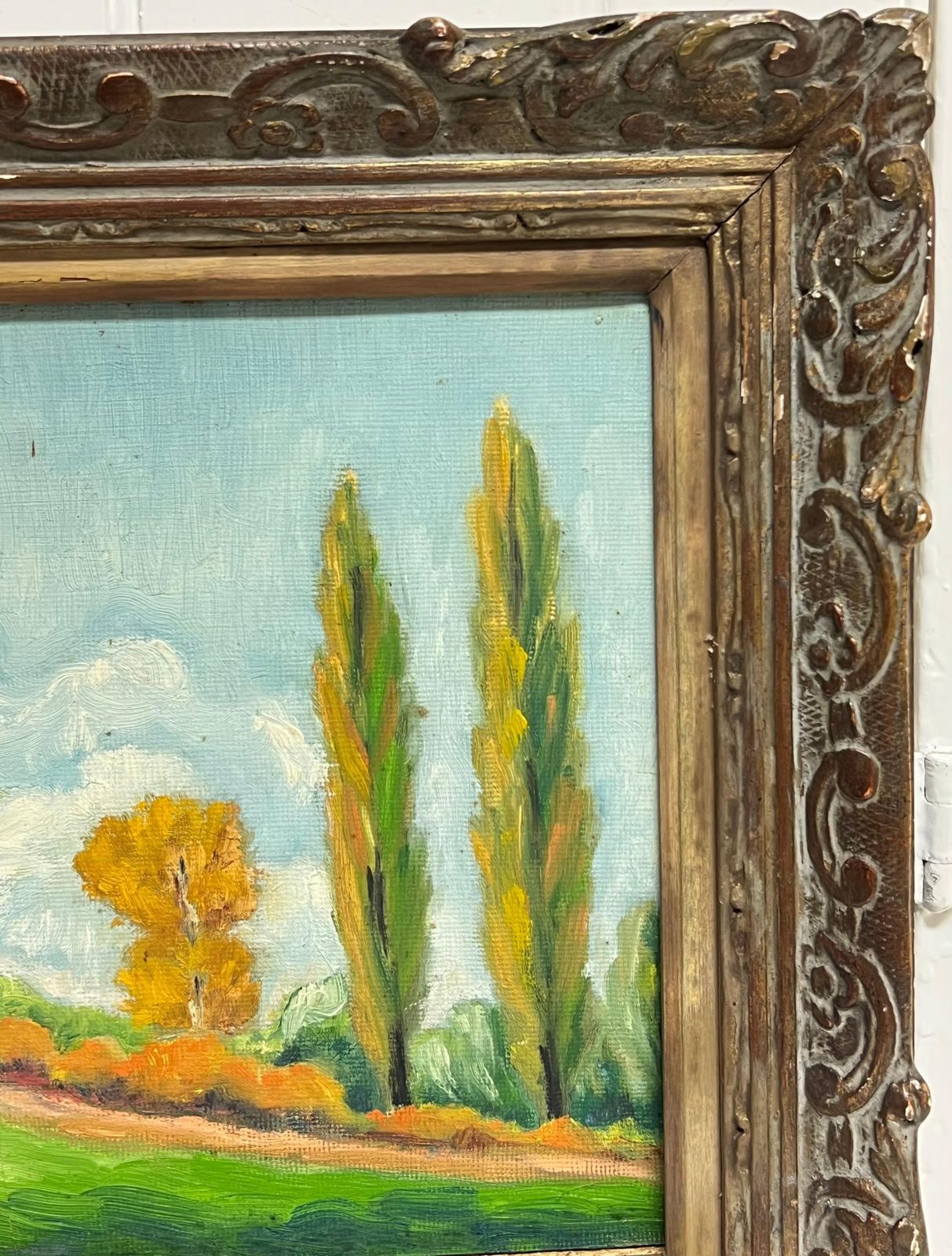 Pierre Piot (1921 1998)fine Mid 20th Century French Post Impressionist Oil Autumn Tall Trees Golden photo for sale